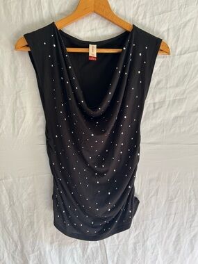MCBLING No Boundaries Rhinestone Cowl Neck Top *READ*